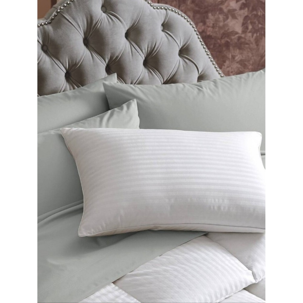 Cuddledown Damask Stripe 700FP White Suck Down Queen Pillow